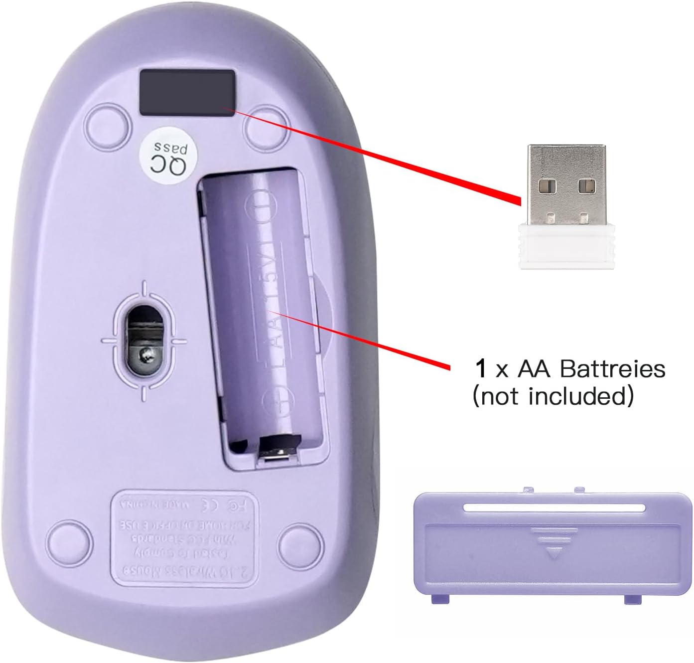 Wireless Keyboard and Mouse Combo, Full-Sized Wireless Keyboard and Adjustable DPI Mouse, 2.4GHz USB Receiver, Wireless Keyboard and Mouse for PC, Windows, Desktop, Laptop (Purple) - Image 5