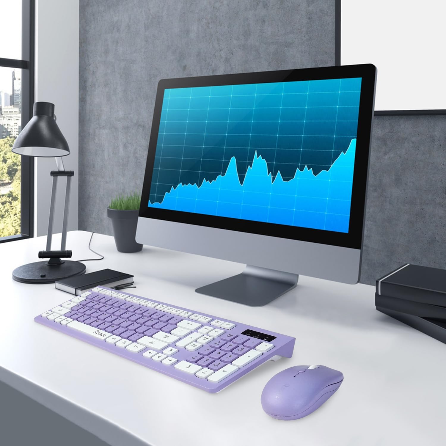 Wireless Keyboard and Mouse Combo, Full-Sized Wireless Keyboard and Adjustable DPI Mouse, 2.4GHz USB Receiver, Wireless Keyboard and Mouse for PC, Windows, Desktop, Laptop (Purple) - Image 6